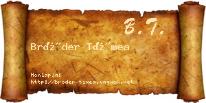 Bröder Tímea névjegykártya